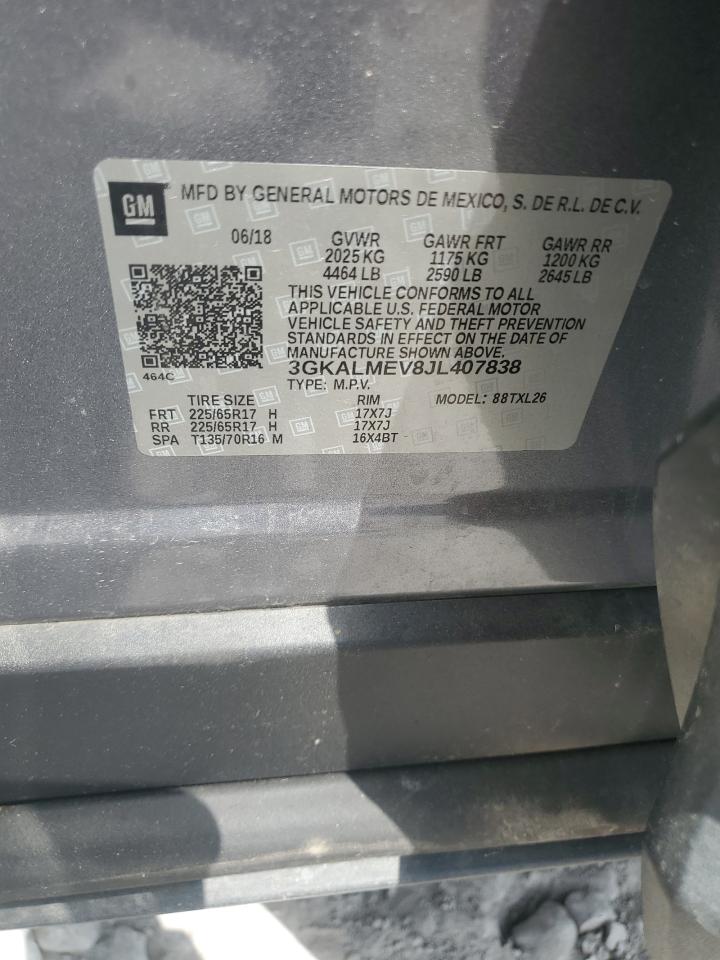 2018 GMC Terrain Sle VIN: 3GKALMEV8JL407838 Lot: 69562175