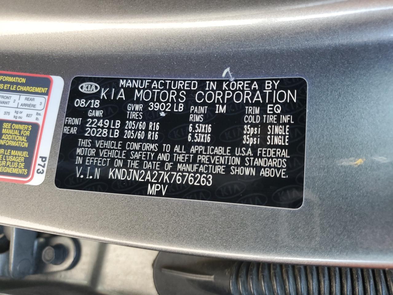 2019 Kia Soul VIN: KNDJN2A27K7676263 Lot: 70774315