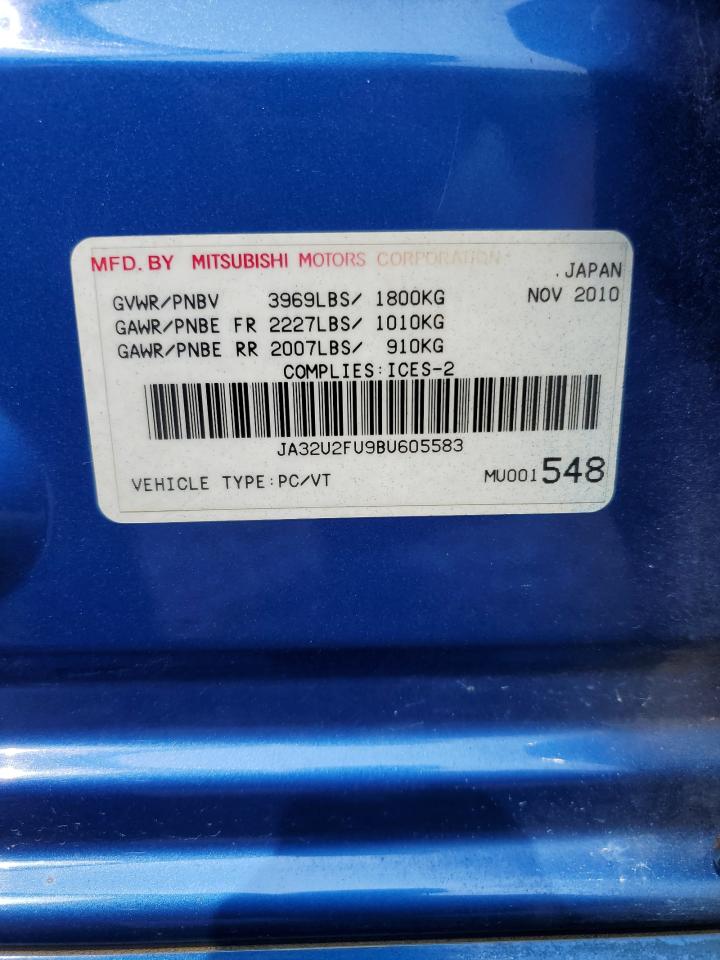 2011 Mitsubishi Lancer Es/Es Sport VIN: JA32U2FU9BU605583 Lot: 67755405