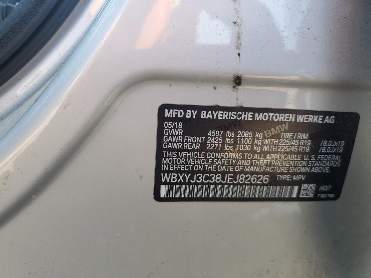 2018 BMW X2 Sdrive28I VIN: WBXYJ3C38JEJ82626 Lot: 67796405