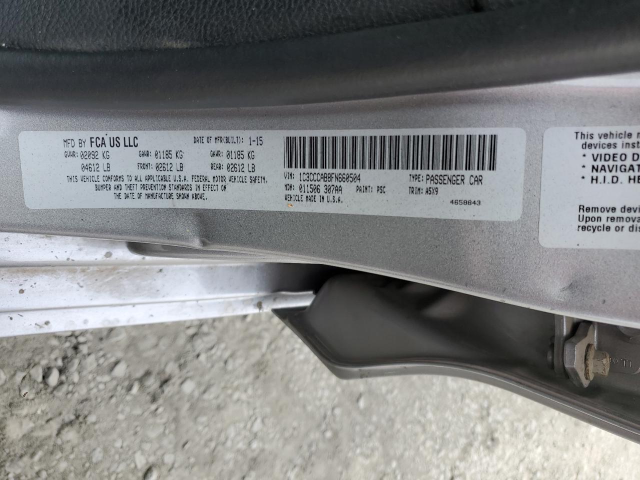 2015 Chrysler 200 Limited VIN: 1C3CCCAB8FN660504 Lot: 67985765