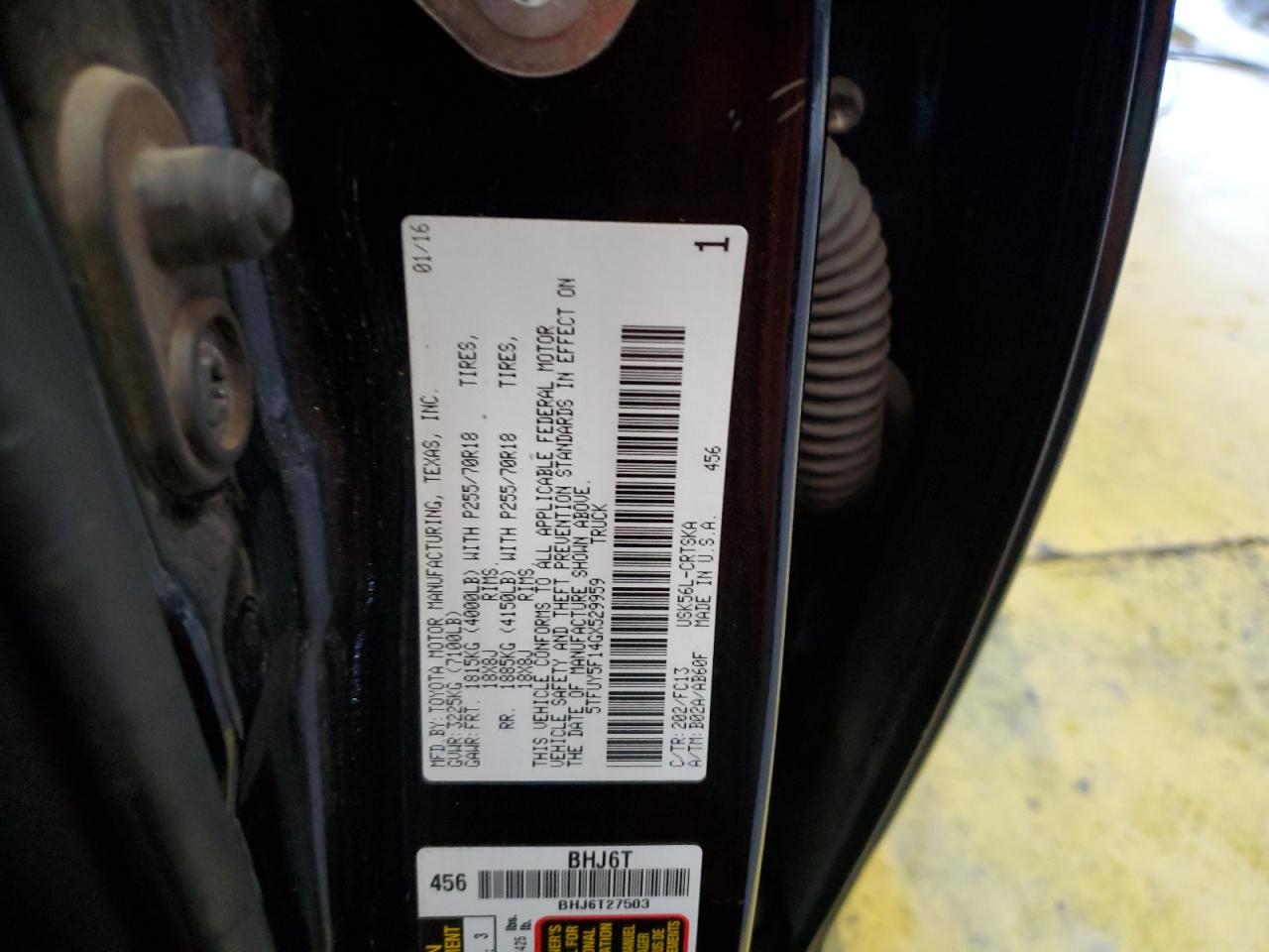 2016 Toyota Tundra Double Cab Sr VIN: 5TFUY5F14GX529959 Lot: 68338895