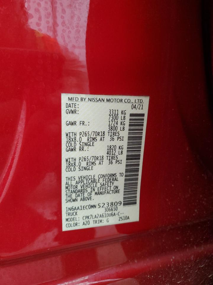 2021 Nissan Titan S VIN: 1N6AA1EC0MN523809 Lot: 70833785