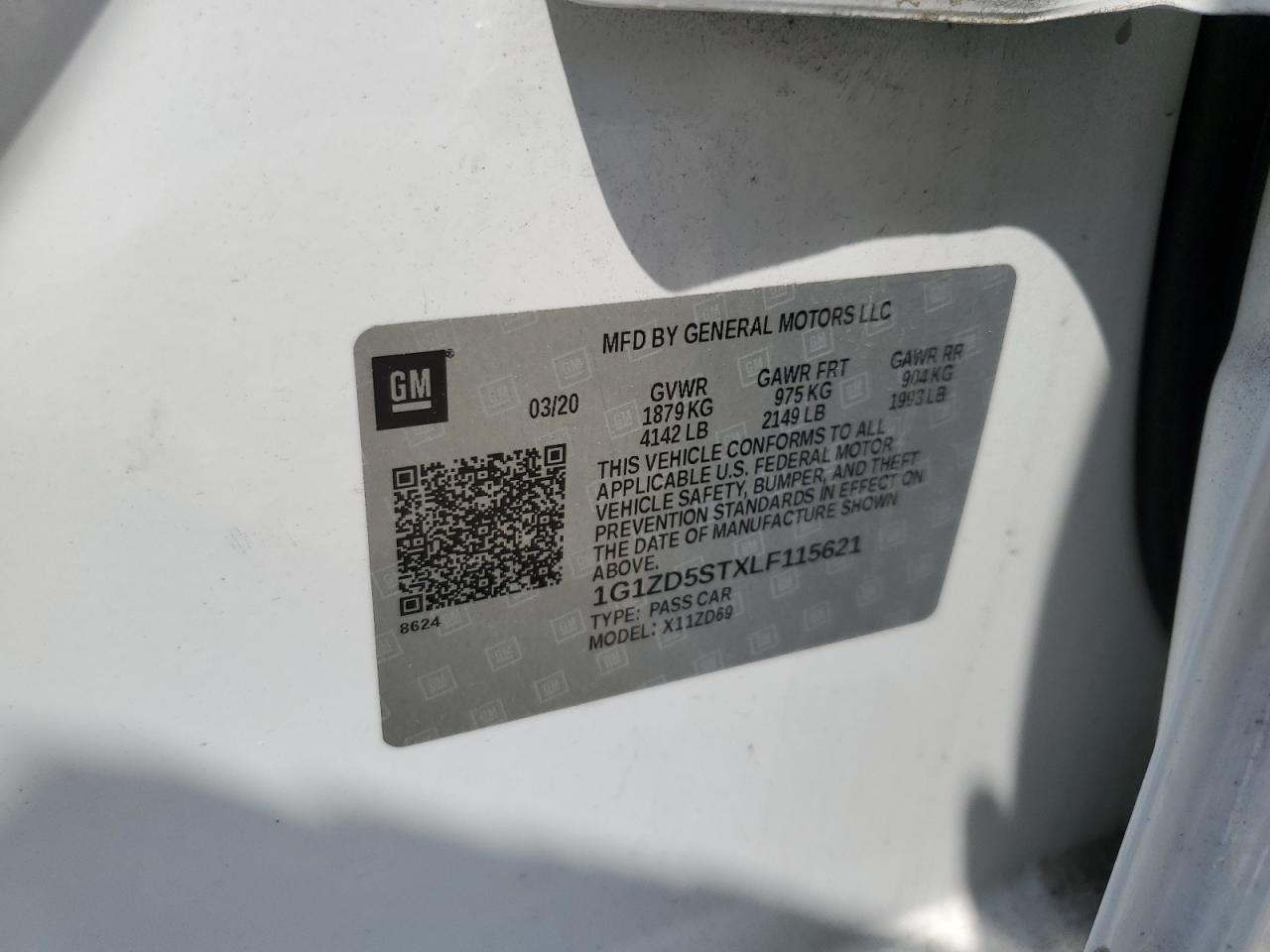 2020 Chevrolet Malibu Lt VIN: 1G1ZD5STXLF115621 Lot: 69404245