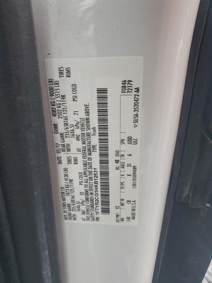 2017 Ford Transit T-250 VIN: 1FTYR2CG1HKB12531 Lot: 70606285