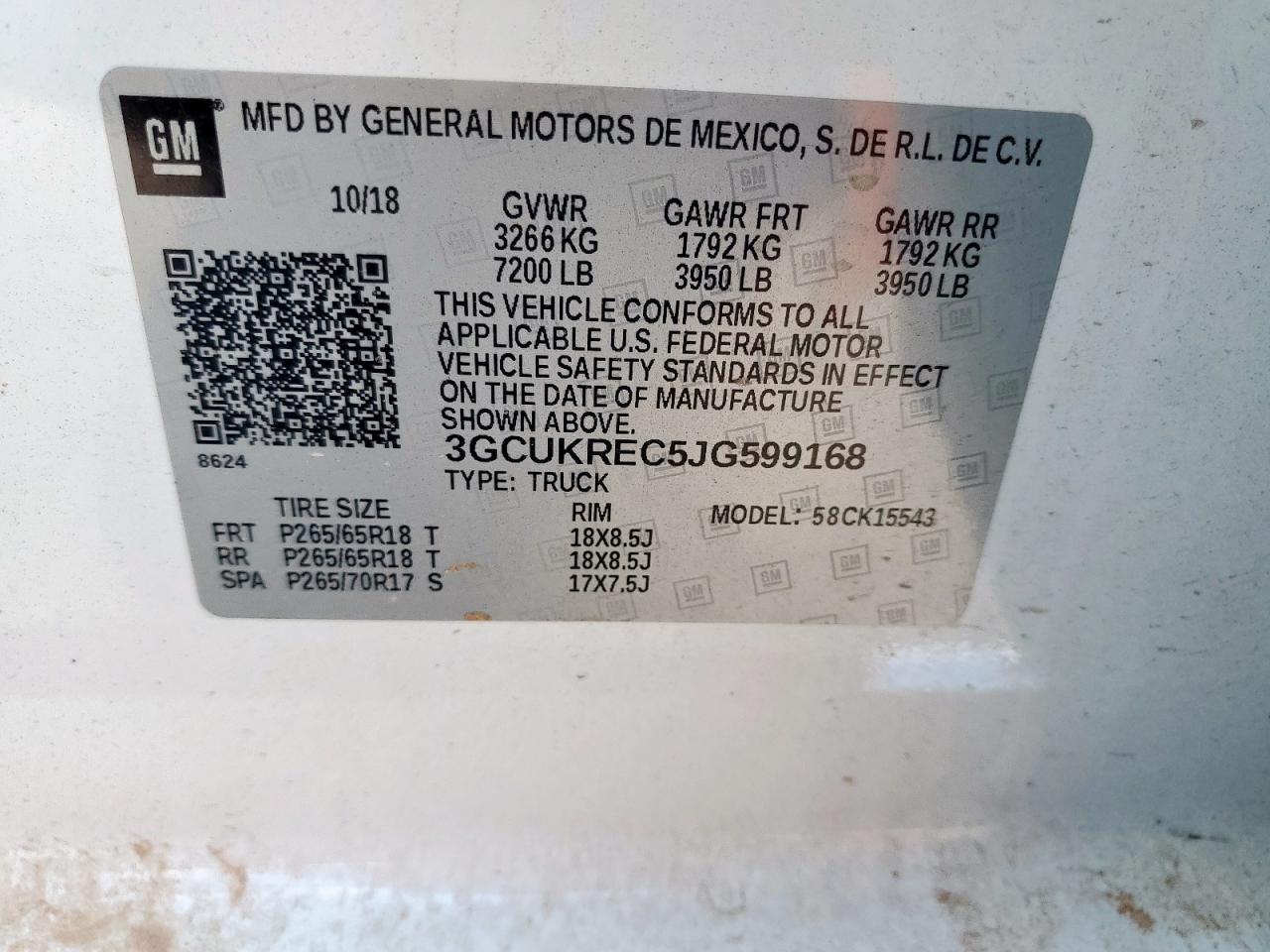 2018 Chevrolet Silverado K1500 Lt VIN: 3GCUKREC5JG599168 Lot: 70379245