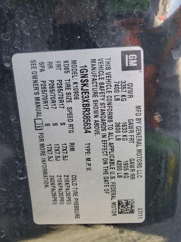 2011 Chevrolet Suburban K1500 Lt VIN: 1GNSKJE3XBR385634 Lot: 80205155