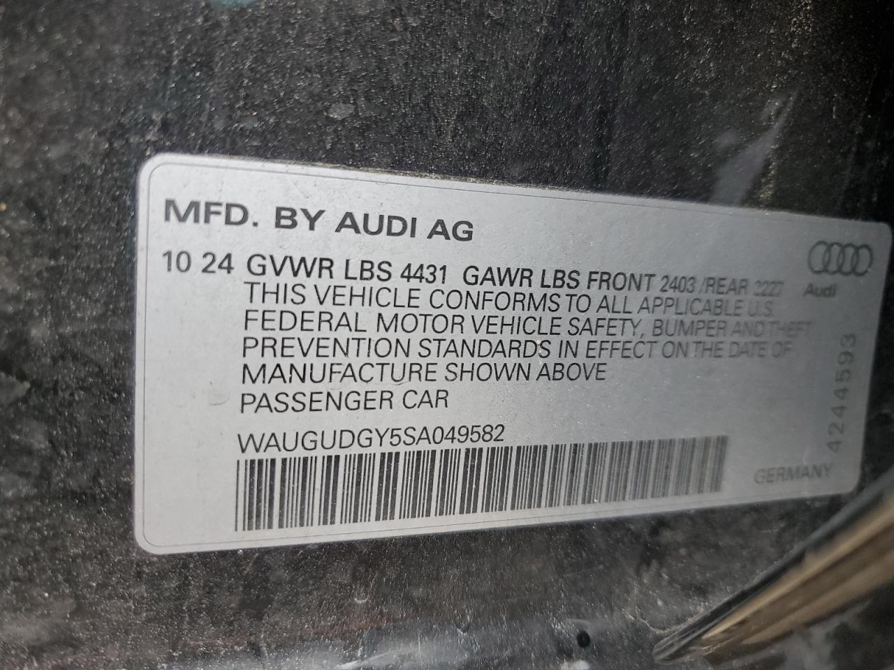 2025 Audi A3 Premium VIN: WAUGUDGY5SA049582 Lot: 67414535