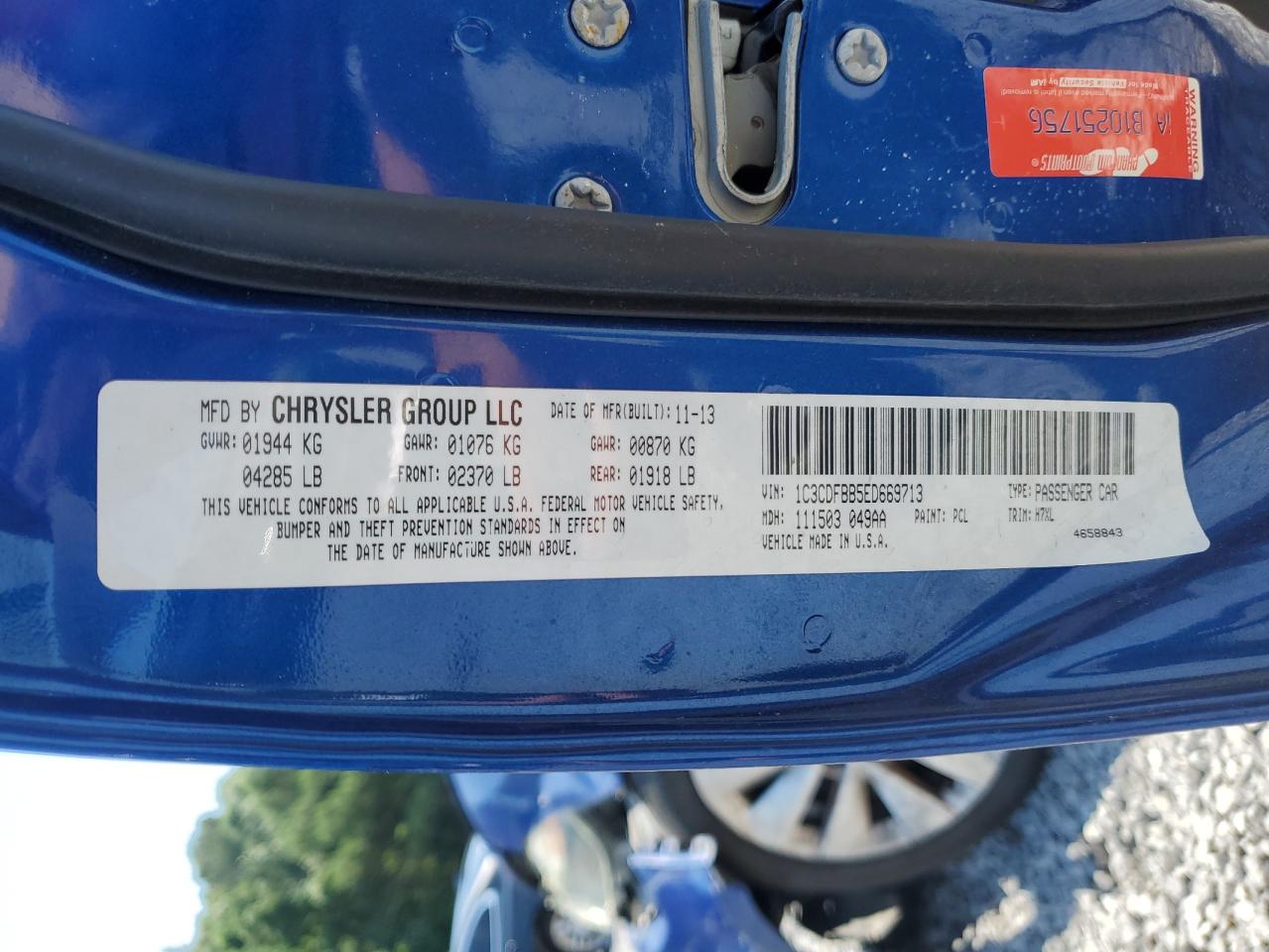 2014 Dodge Dart Sxt VIN: 1C3CDFBB5ED669713 Lot: 66948315