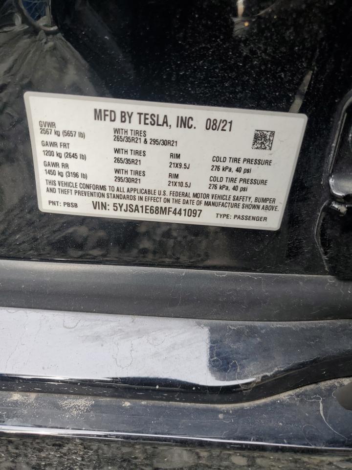 2021 Tesla Model S VIN: 5YJSA1E68MF441097 Lot: 69147185