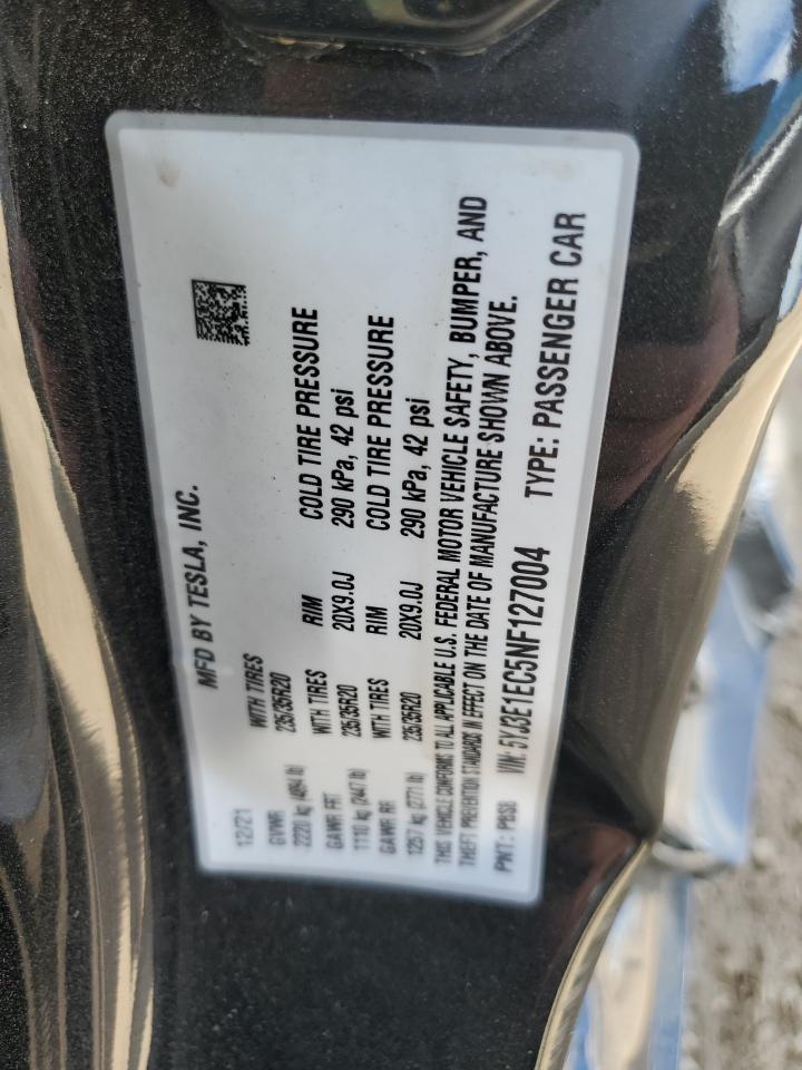 2022 Tesla Model 3 VIN: 5YJ3E1EC5NF127004 Lot: 69266665