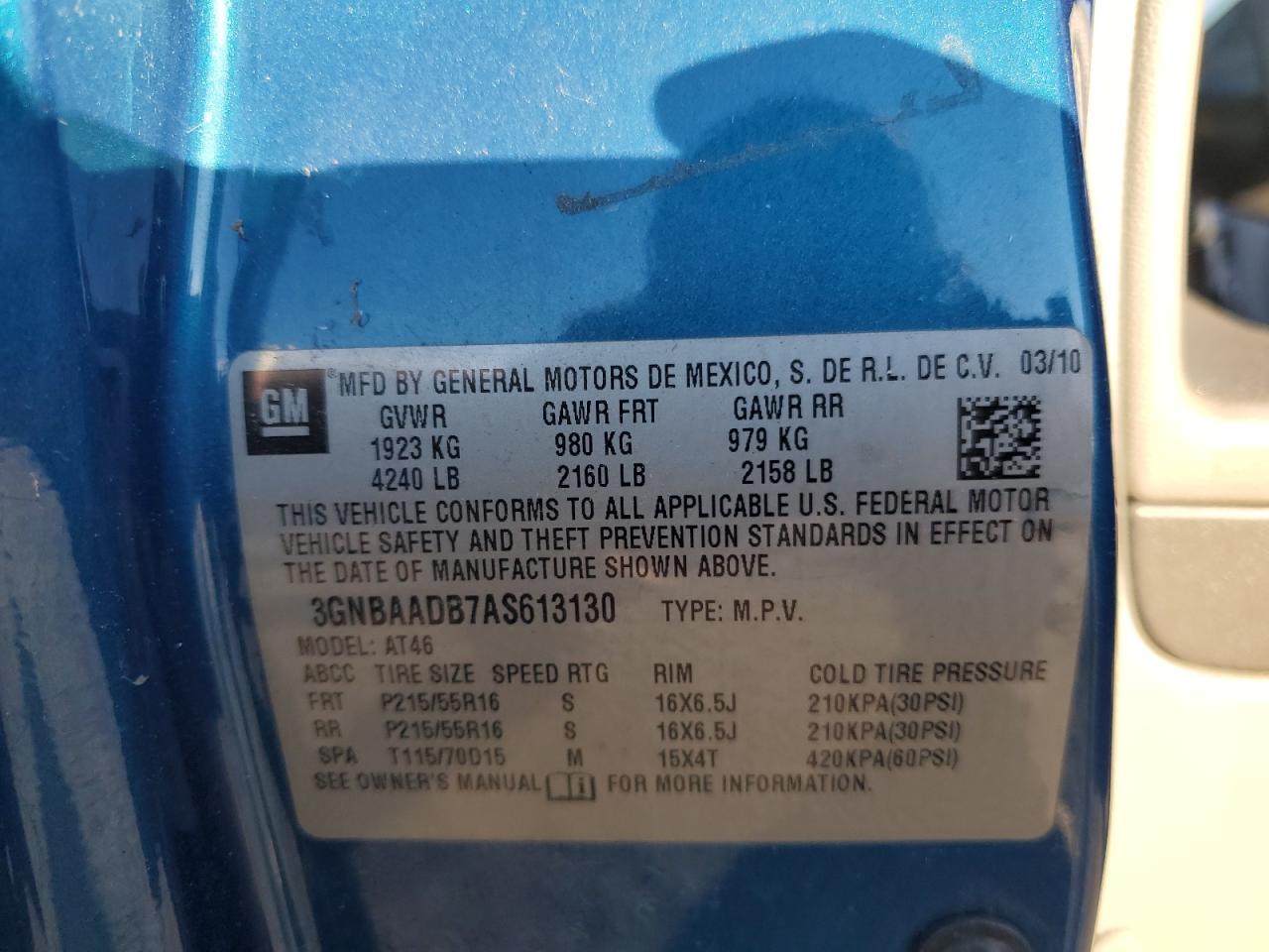 2008 Chevrolet Hhr Ls VIN: 3GNBAADB7AS613130 Lot: 71004555