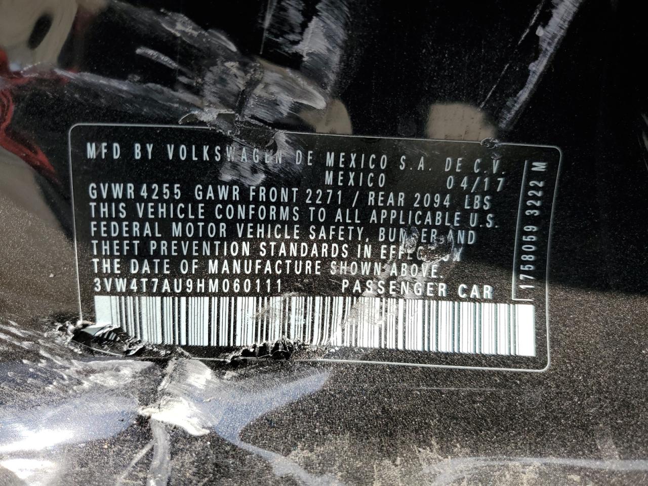2017 Volkswagen Gti S VIN: 3VW4T7AU9HM060111 Lot: 70127295