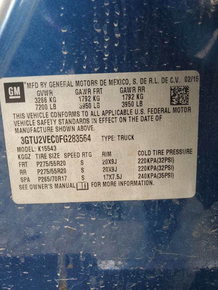 3GTU2VEC0FG283564 2015 GMC Sierra K1500 Slt