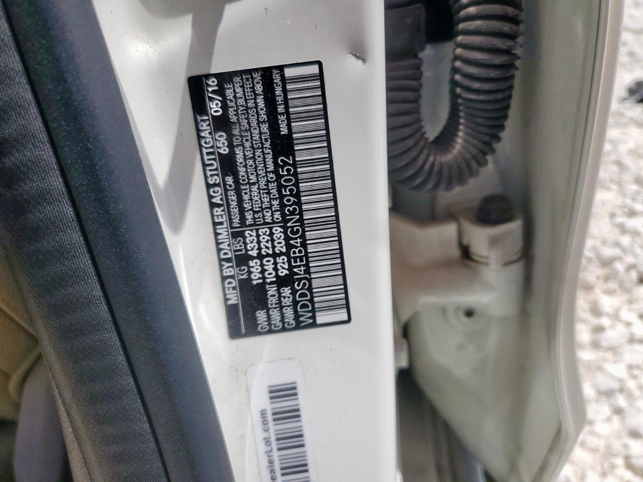 2016 Mercedes-Benz Cla 250 VIN: WDDSJ4EB4GN395052 Lot: 70514975