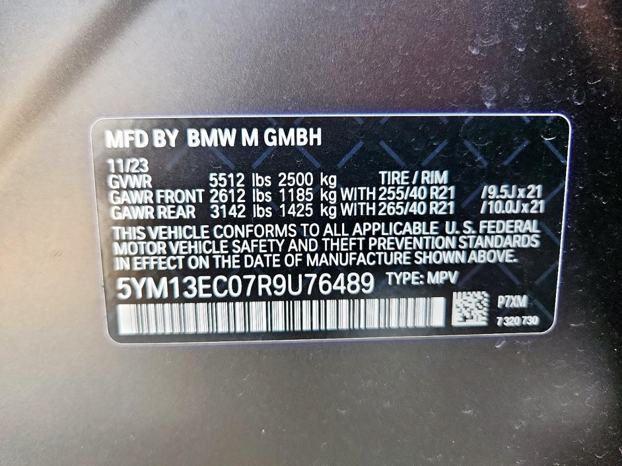 2024 BMW X3 M VIN: 5YM13EC07R9U76489 Lot: 69229495