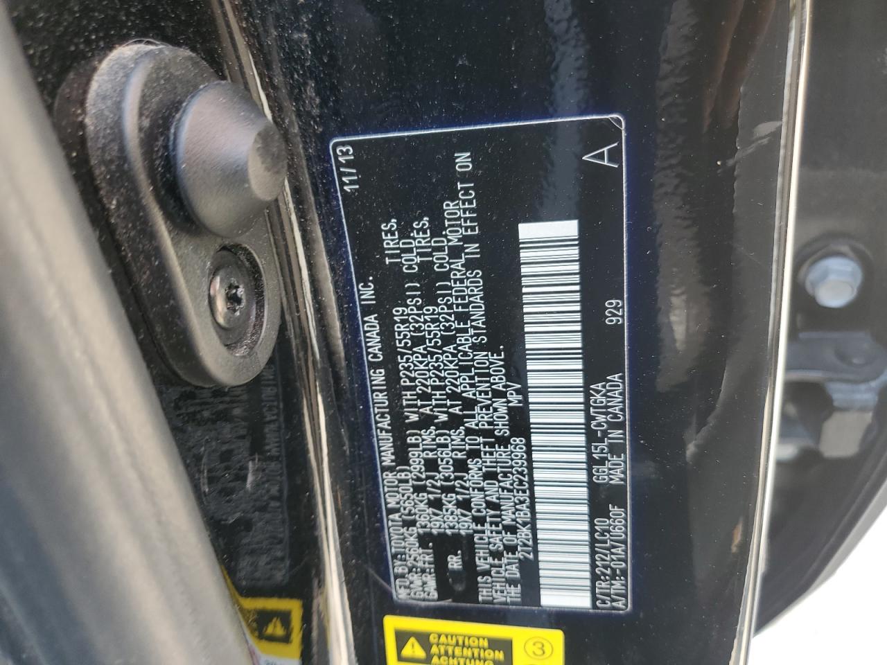 2014 Lexus Rx 350 Base VIN: 2T2BK1BA3EC239968 Lot: 70303265