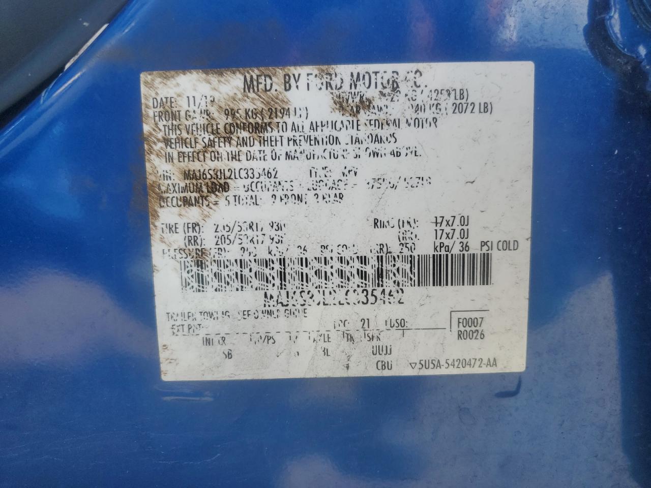 2020 Ford Ecosport Ses VIN: MAJ6S3JL2LC335462 Lot: 69842715