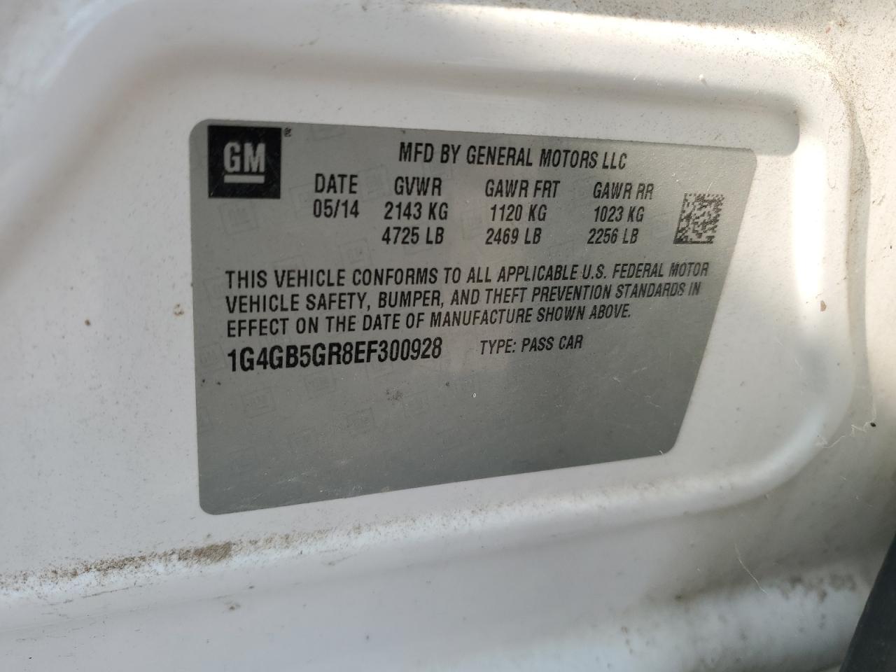 2014 Buick Lacrosse VIN: 1G4GB5GR8EF300928 Lot: 67000275