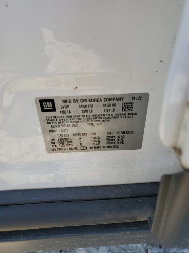 2020 Chevrolet Trax 1Lt VIN: KL7CJLSB9LB318652 Lot: 70552275