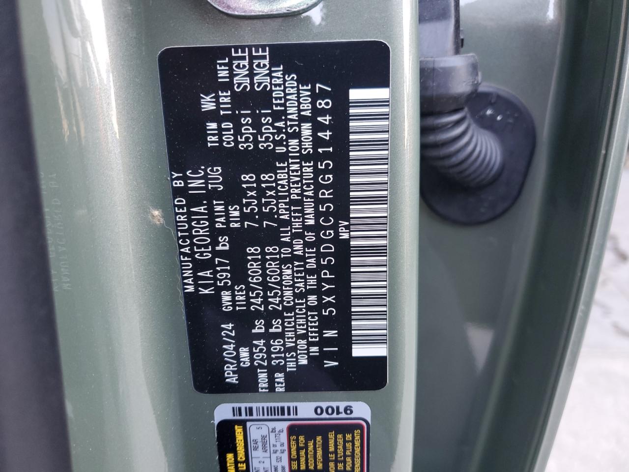 2024 Kia Telluride Sx VIN: 5XYP5DGC5RG514487 Lot: 70185155