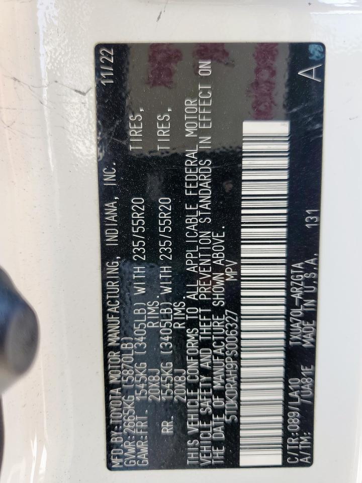 2023 Toyota Highlander L VIN: 5TDKDRAH9PS006327 Lot: 69222255