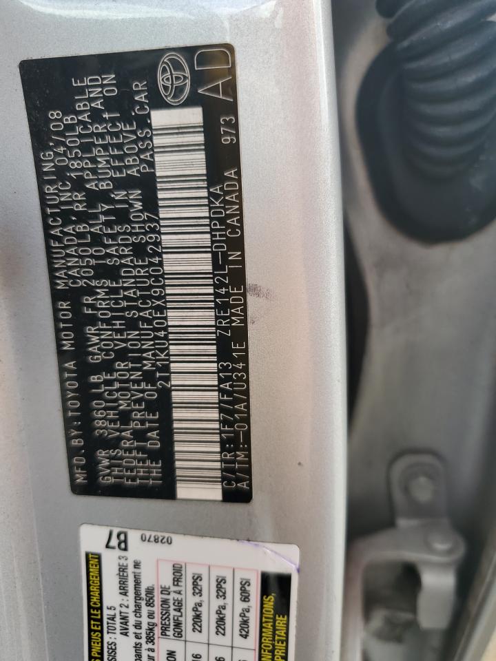 2009 Toyota Corolla Matrix VIN: 2T1KU40EX9C042937 Lot: 69962575