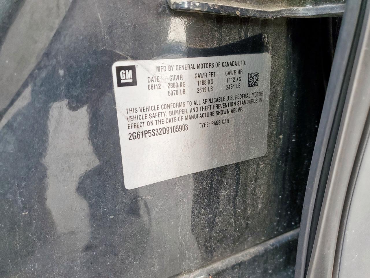 2013 Cadillac Xts Luxury Collection VIN: 2G61P5S32D9105903 Lot: 67219765