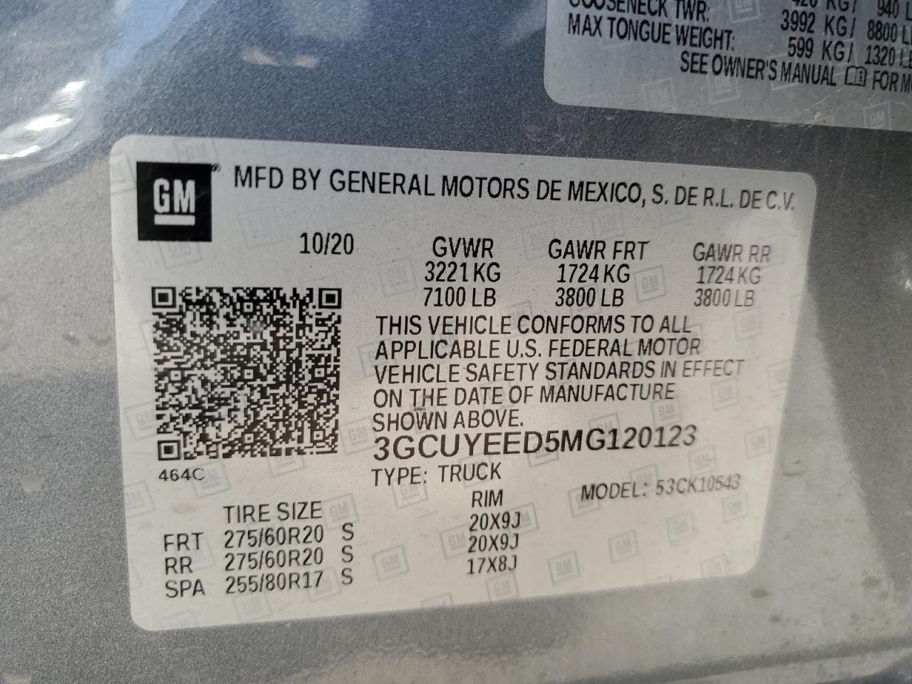 2021 Chevrolet Silverado K1500 Rst VIN: 3GCUYEED5MG120123 Lot: 68469415