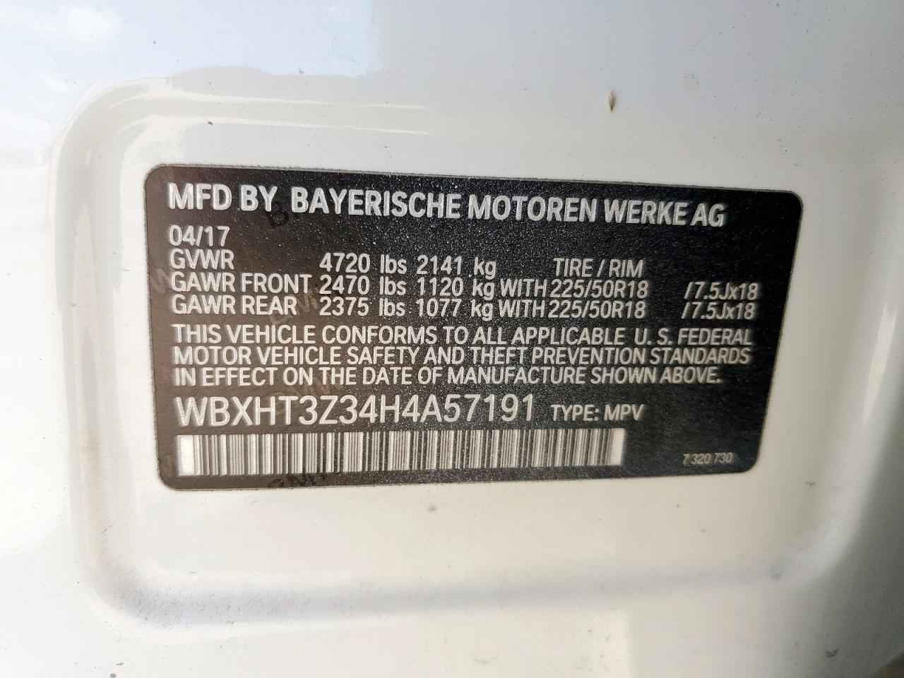 2017 BMW X1 xDrive28I VIN: WBXHT3Z34H4A57191 Lot: 68084095