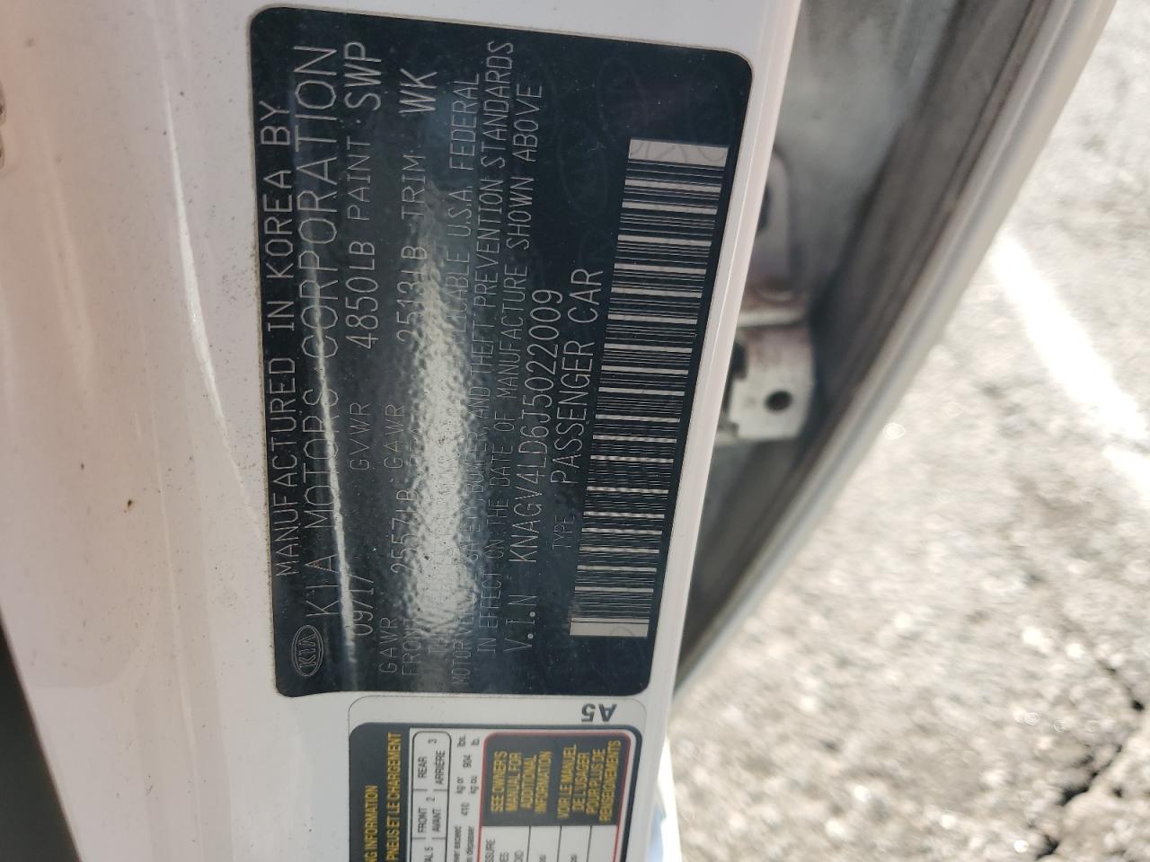 2018 Kia Optima Plug-In Hybrid VIN: KNAGV4LD6J5022009 Lot: 68527895