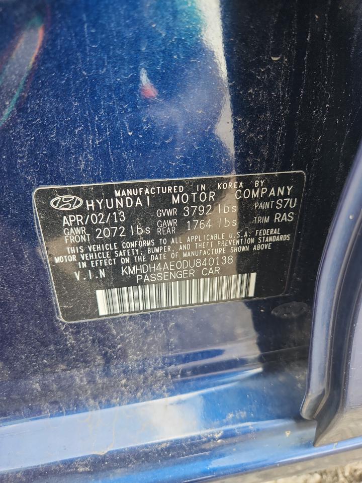 2013 Hyundai Elantra Gls VIN: KMHDH4AE0DU840138 Lot: 70150385