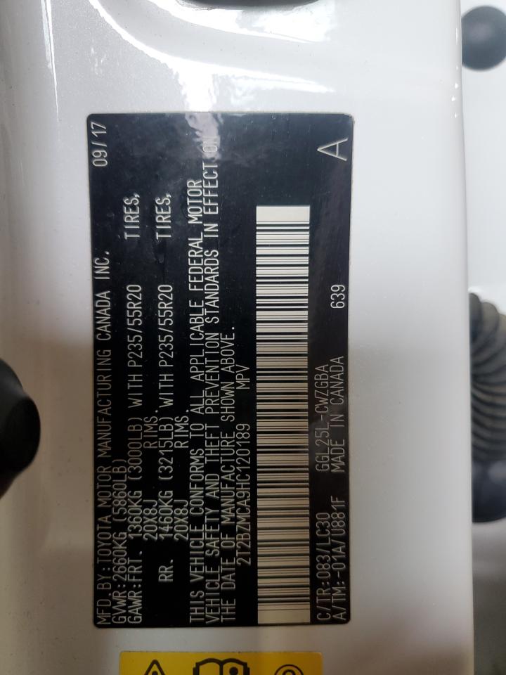 2017 Lexus Rx 350 Base VIN: 2T2BZMCA9HC120189 Lot: 70128335