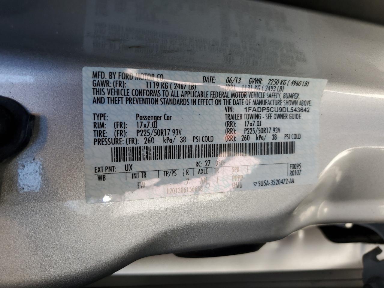 2013 Ford C-Max Premium VIN: 1FADP5CU9DL543642 Lot: 70111555