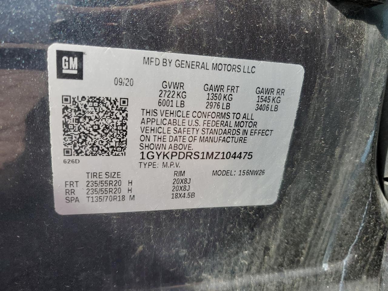 2021 Cadillac Xt6 Premium Luxury VIN: 1GYKPDRS1MZ104475 Lot: 70037725