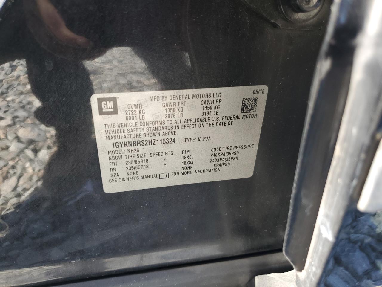 2017 Cadillac Xt5 Luxury VIN: 1GYKNBRS2HZ115324 Lot: 67541635