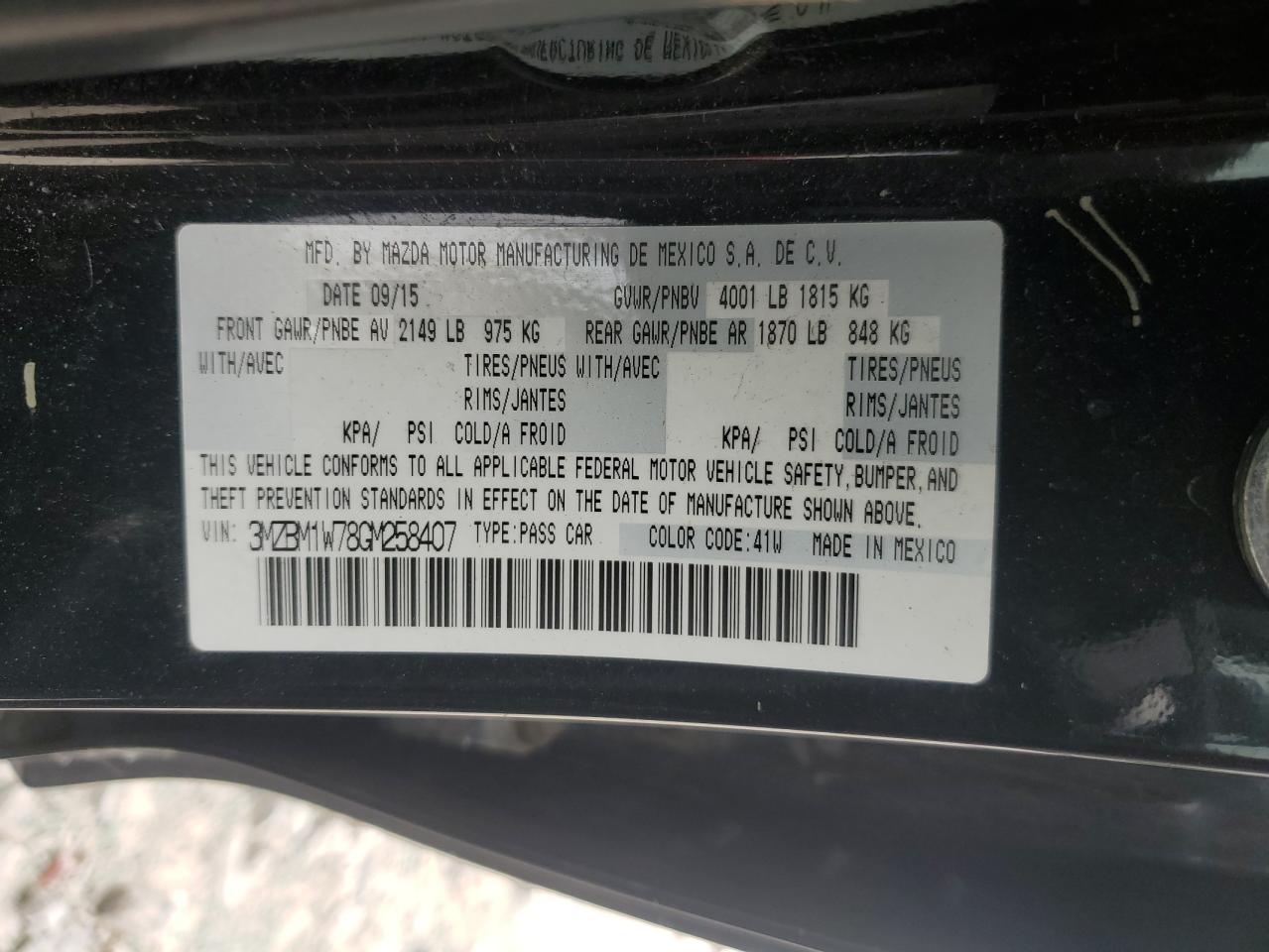 2016 Mazda 3 Touring VIN: 3MZBM1W78GM258407 Lot: 68845545