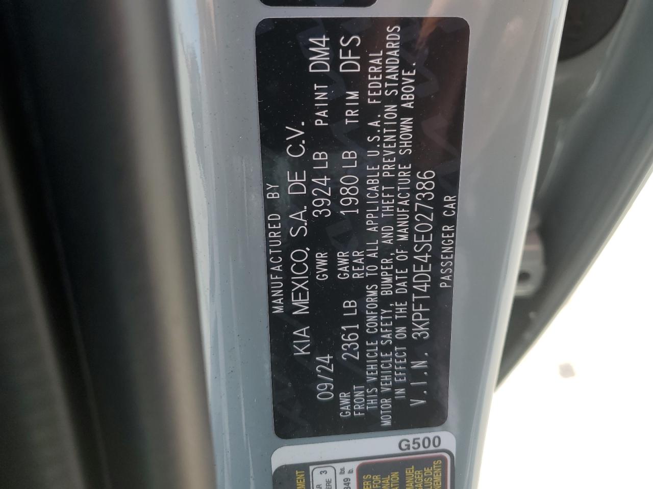 2025 Kia K4 Lx VIN: 3KPFT4DE4SE027386 Lot: 70222105