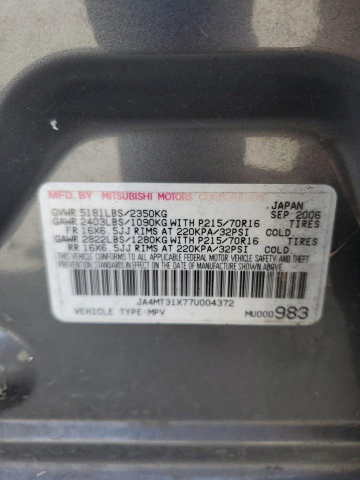 2007 Mitsubishi Outlander Ls VIN: JA4MT31X77U004372 Lot: 69348605