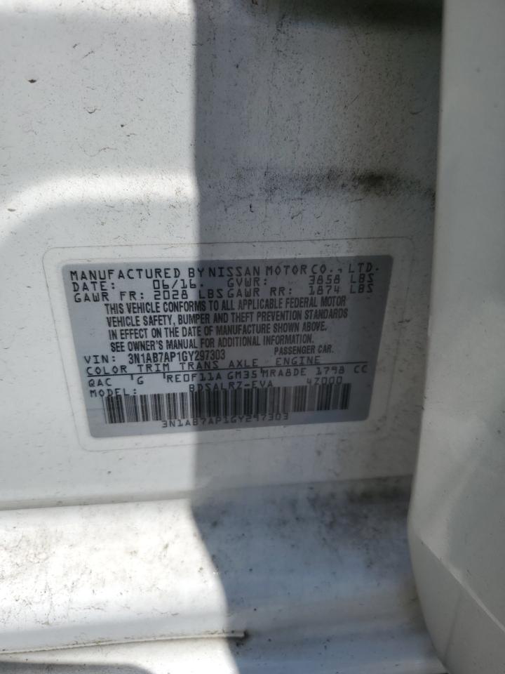 2016 Nissan Sentra S VIN: 3N1AB7AP1GY297303 Lot: 69355845