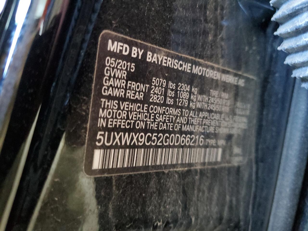 2016 BMW X3 xDrive28I VIN: 5UXWX9C52G0D66216 Lot: 70306545