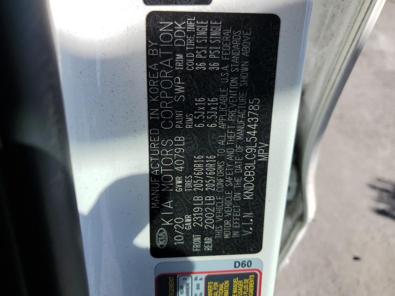 2020 Kia Niro Lx VIN: KNDCB3LC9L5443785 Lot: 69734655