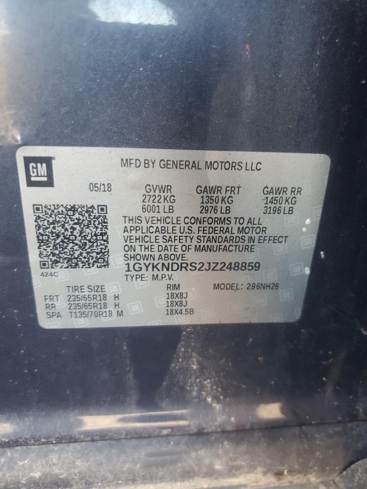 2018 Cadillac Xt5 Luxury VIN: 1GYKNDRS2JZ248859 Lot: 68213945