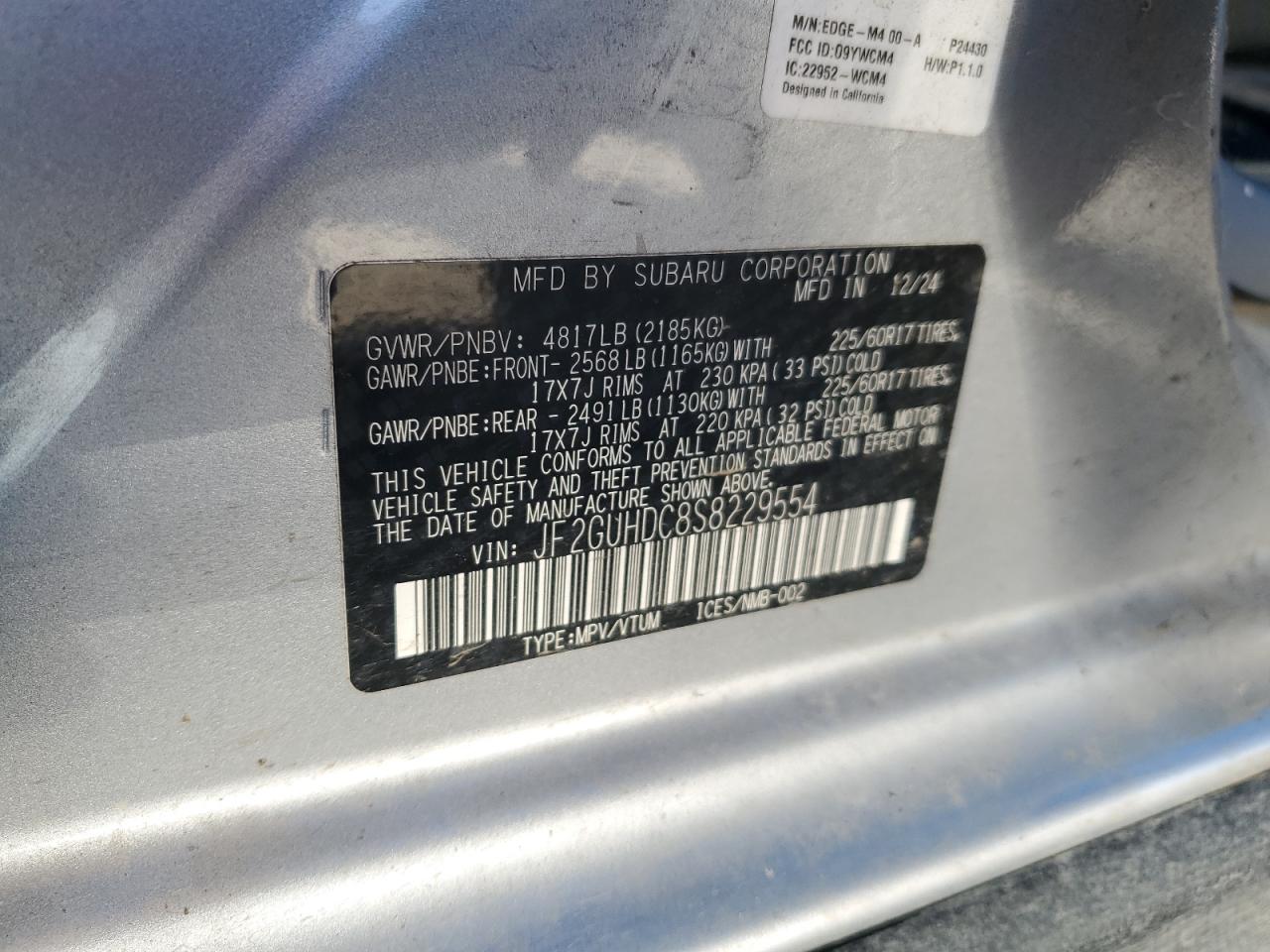 2025 Subaru Crosstrek Premium VIN: JF2GUHDC8S8229554 Lot: 70114415