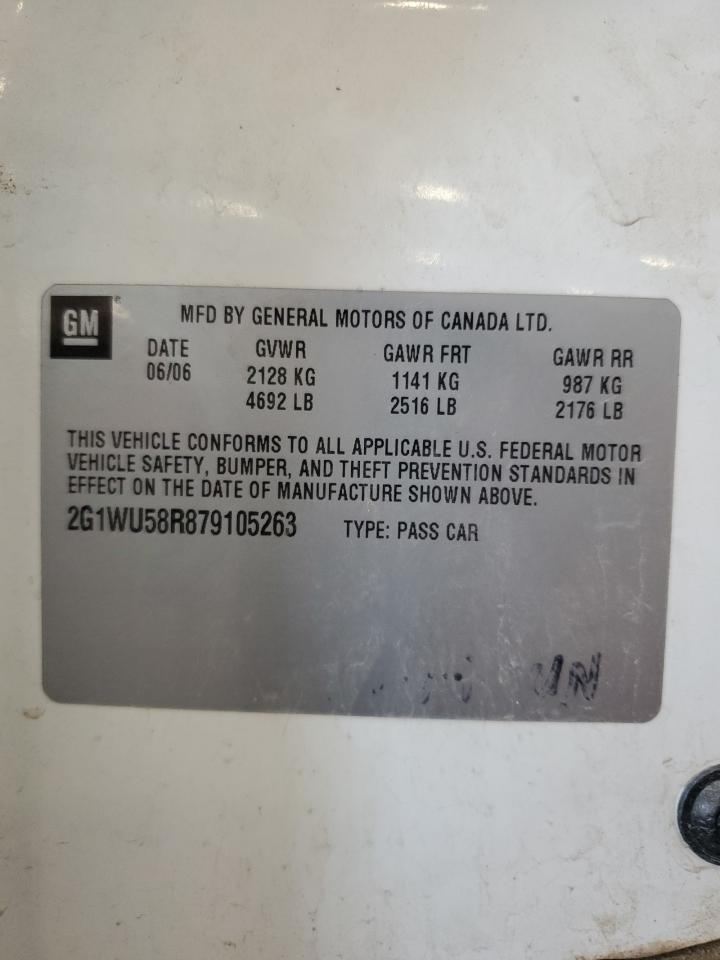 2007 Chevrolet Impala Ltz VIN: 2G1WU58R879105263 Lot: 70930655