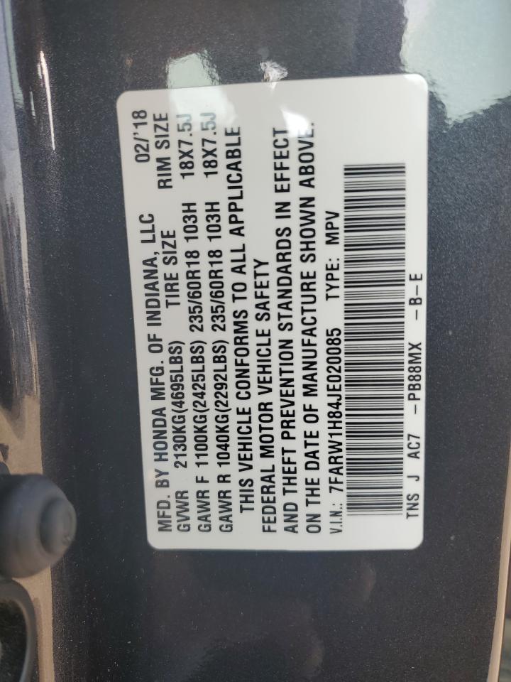 2018 Honda Cr-V Exl VIN: 7FARW1H84JE020085 Lot: 66392065