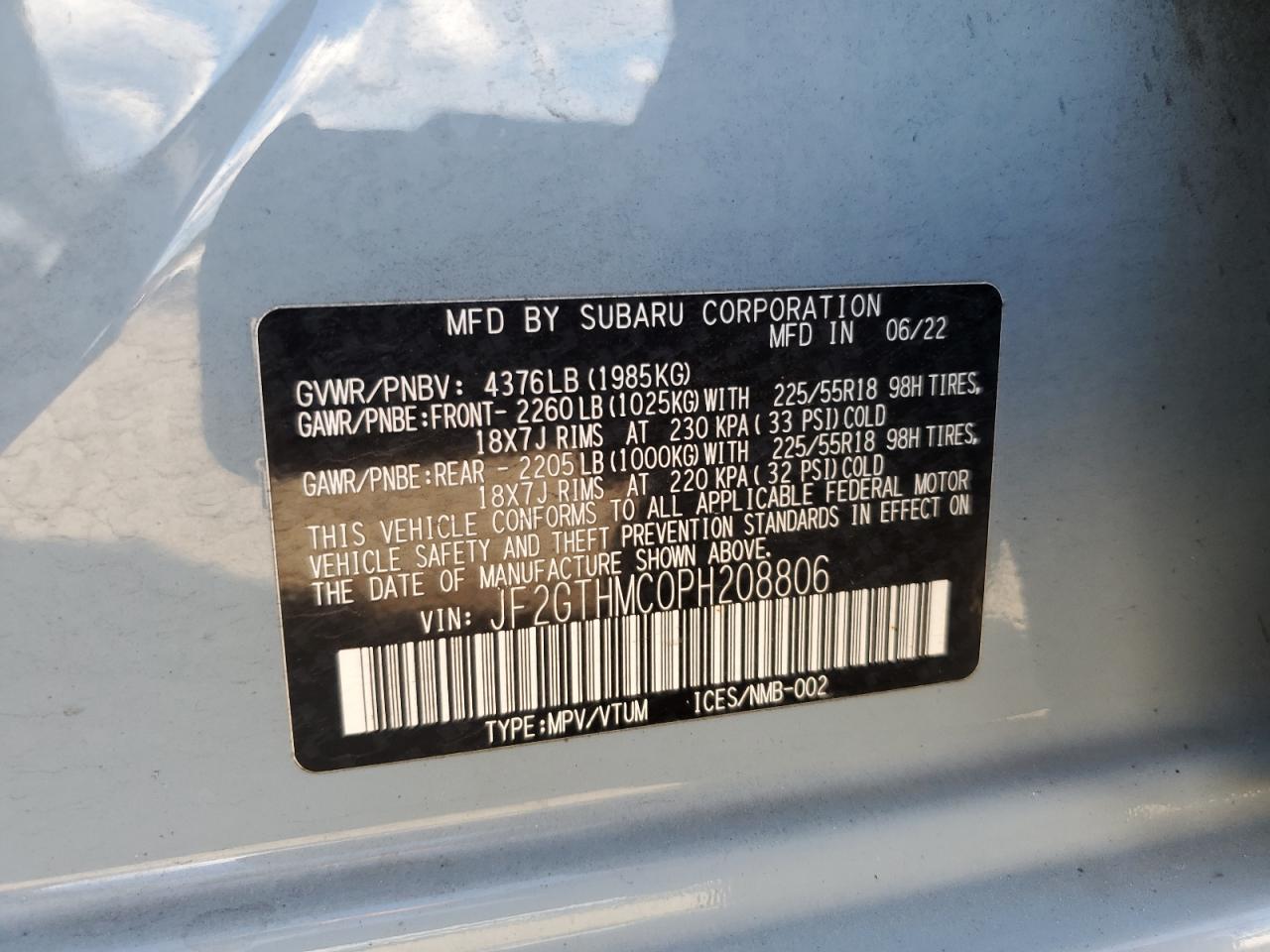 2023 Subaru Crosstrek Limited VIN: JF2GTHMC0PH208806 Lot: 70443215