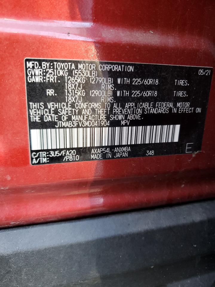2021 Toyota Rav4 Prime Se VIN: JTMAB3FV3MD041904 Lot: 69384375