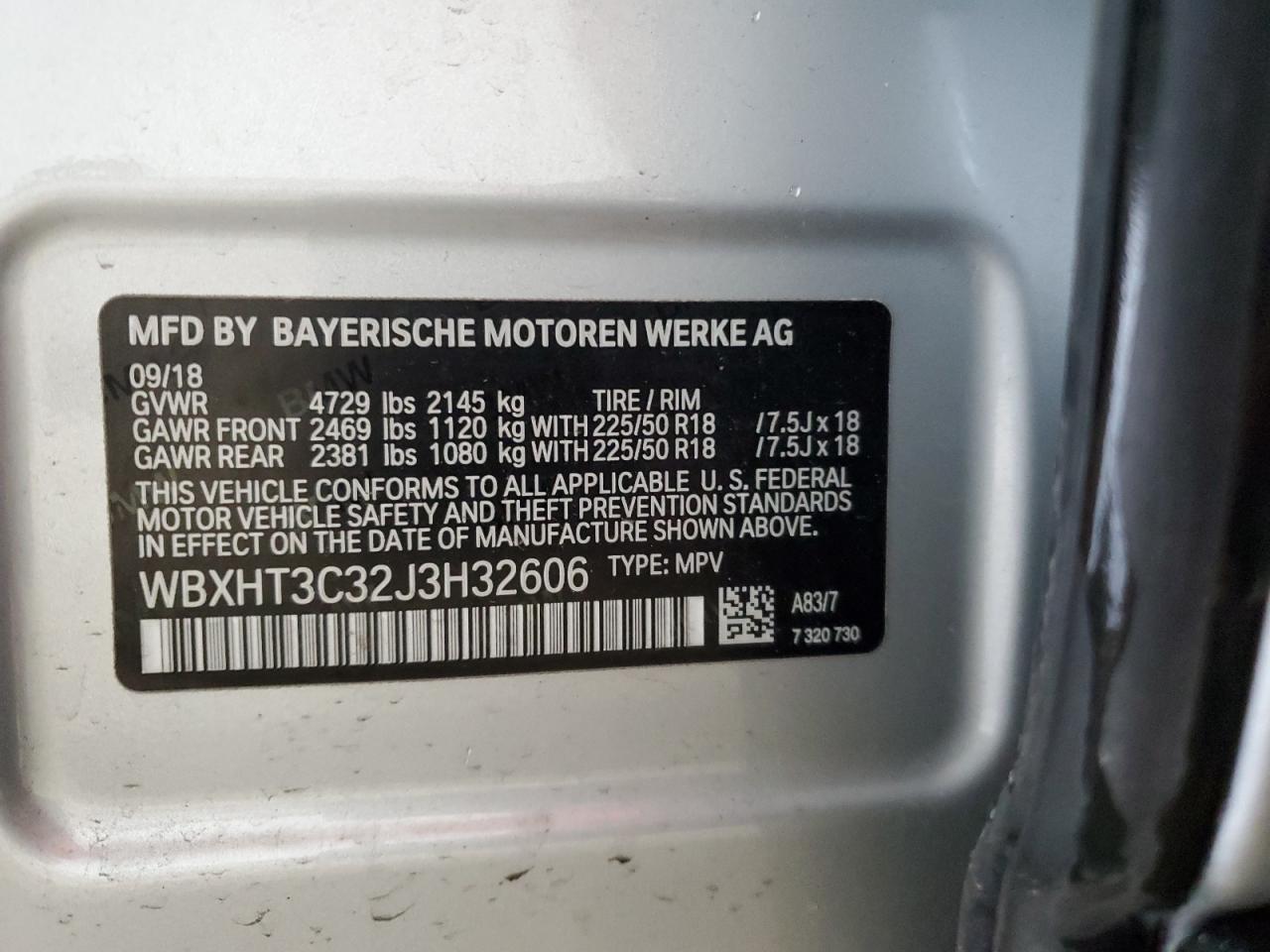 2018 BMW X1 xDrive28I VIN: WBXHT3C32J3H32606 Lot: 67575615