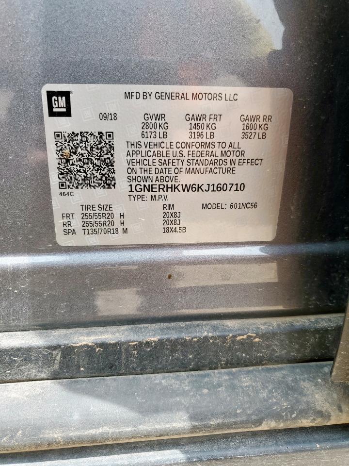 2019 Chevrolet Traverse Lt VIN: 1GNERHKW6KJ160710 Lot: 68940155